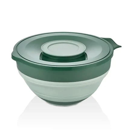 کاسه میکس تاشو دربدار کیولوکس 3250 میلی لیتر رنگ سبز کد 009603